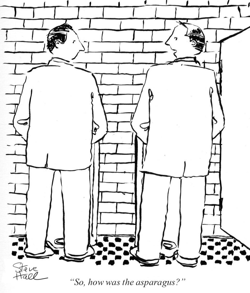 Humorous magazine cartoon art.